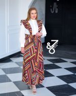 دامن ساس بنددار کلوش مخمل کد 7715