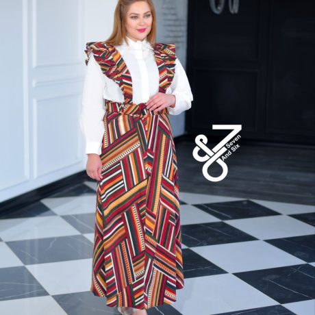 دامن ساس بنددار کلوش مخمل کد 7715