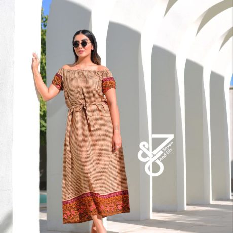 پیراهن ساحلی کرپ نخ گلدار کد 7702