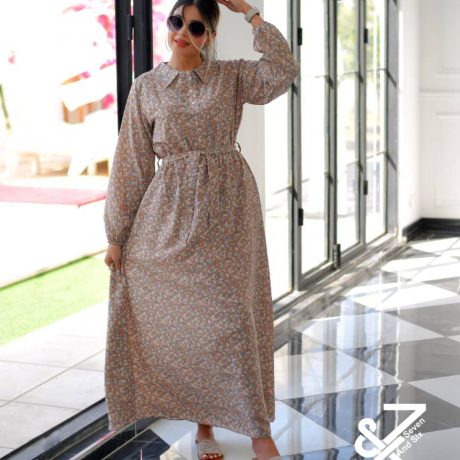 پیراهن ساحلی جلو دکمه گلدار کد 7679