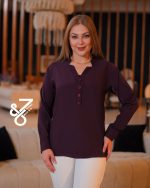 الیزه یقه انگلیسی بادمجونی