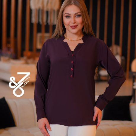 الیزه یقه انگلیسی بادمجونی